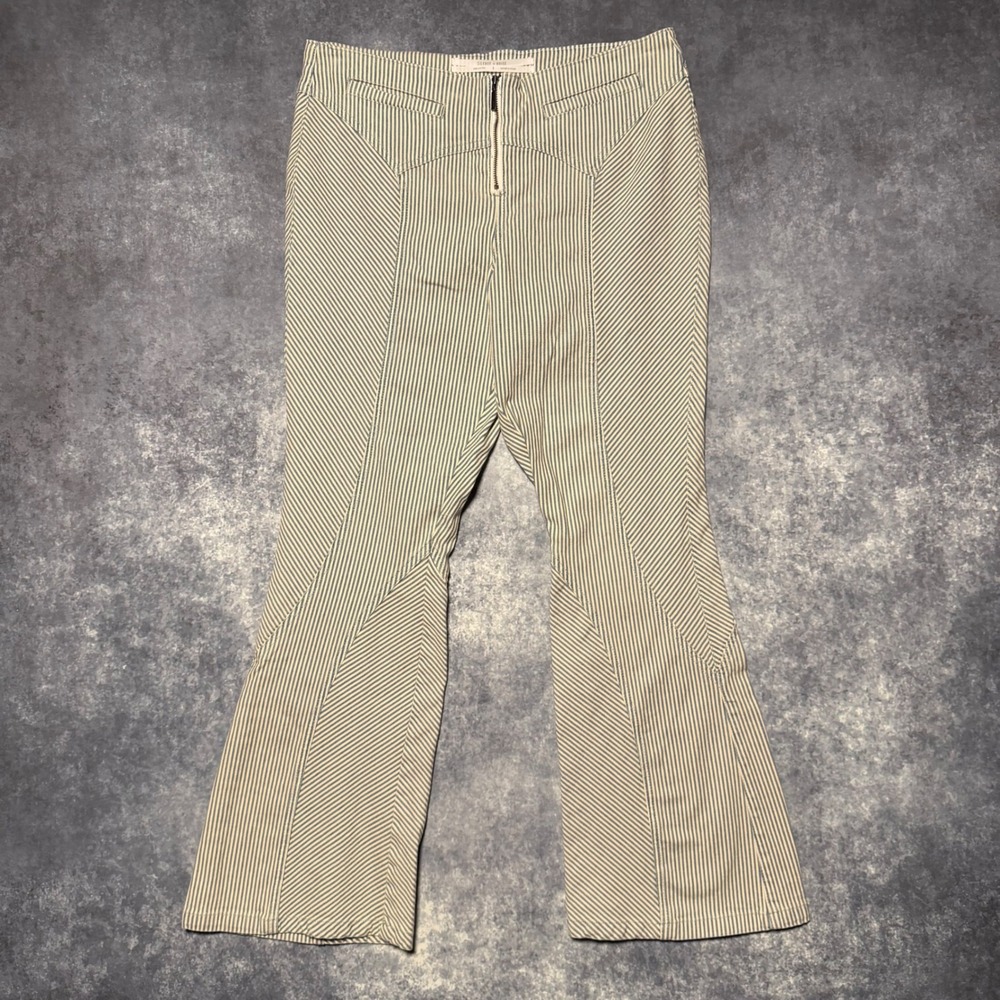 Silence Noise Toni Moto Flare Pants 8 Blue Cream Railroad Stripe Urban Outfitter